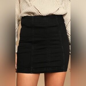Free People | Modern Femme | Black Denim Zip Mini Skirt | Size 0